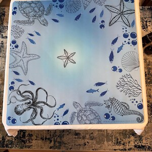 Sea life mahjong Mat with bag: nautical Neoprene noise reducing mat image 5