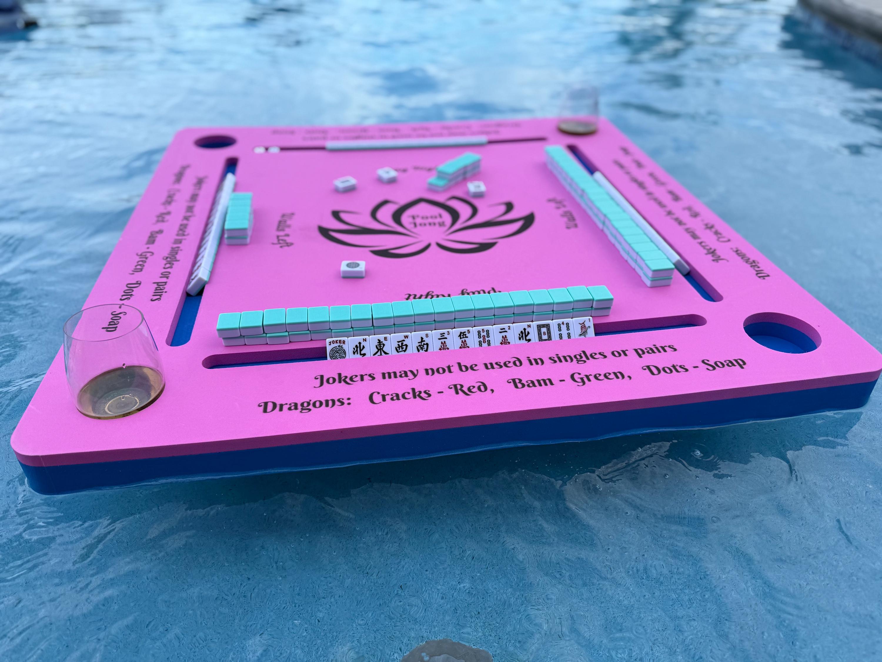 Mahjong Pool Set Mahjong for the Pool! Hot Pink Top and Blue Bottom. Pooljong, Floating ...