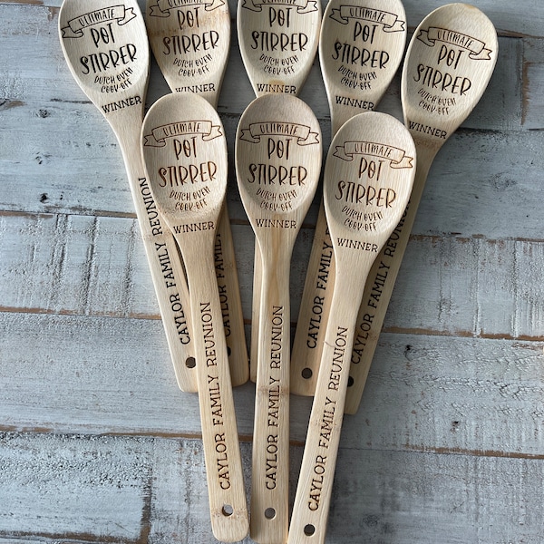 Pot Stirrer bamboo spoon,Personalized Cook off engraved spoon, kitchen cook off, bake-off award, cooking gift, funny gift