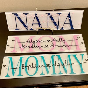 Mom tiles with names, grandma tile, Mother’s Day gift from daughter, gift for nana from grandkids, personalized Mother’s Day glass tile