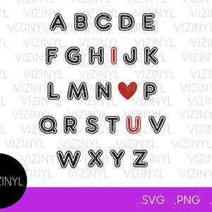 Valentines Alphabet SVG, Valentines Day SVG, Teacher Valentines, Kids Valentines, Digital File, Instant Download, Cricut, svg, png, eps