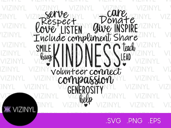 Kindness Word Art Heart Digital Files