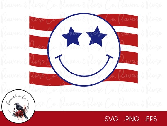USA Flag Smiley Face Digital Files