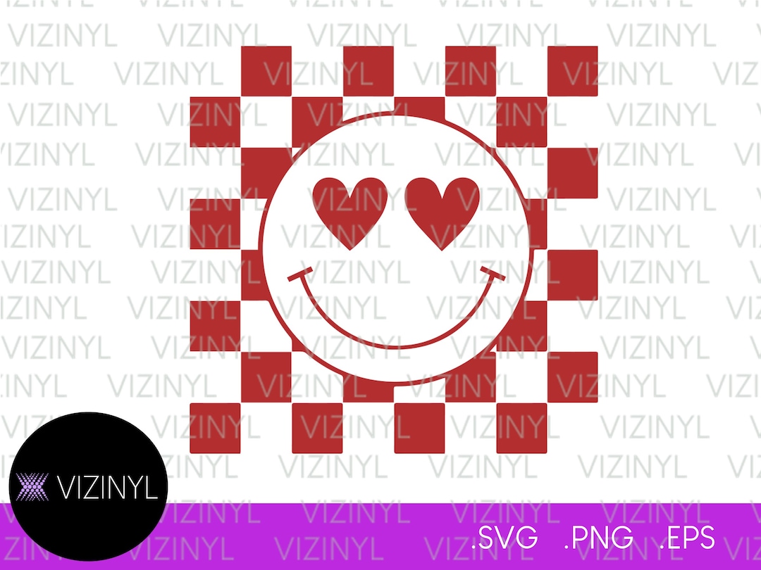 Valentines Heart Smiley Face Checkerboard SVG PNG EPS (digital File) - Etsy