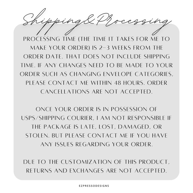 Cash Wallet Dividers With Labels Cash Stuffing Customizable Etsy