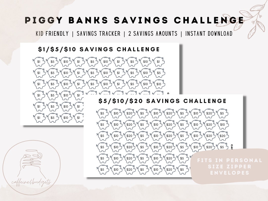 Piggy Banks Savings Challenge / Savings Tracker / Kid Friendly ...