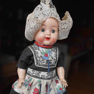 Miniature doll in Dutch national costume 50s