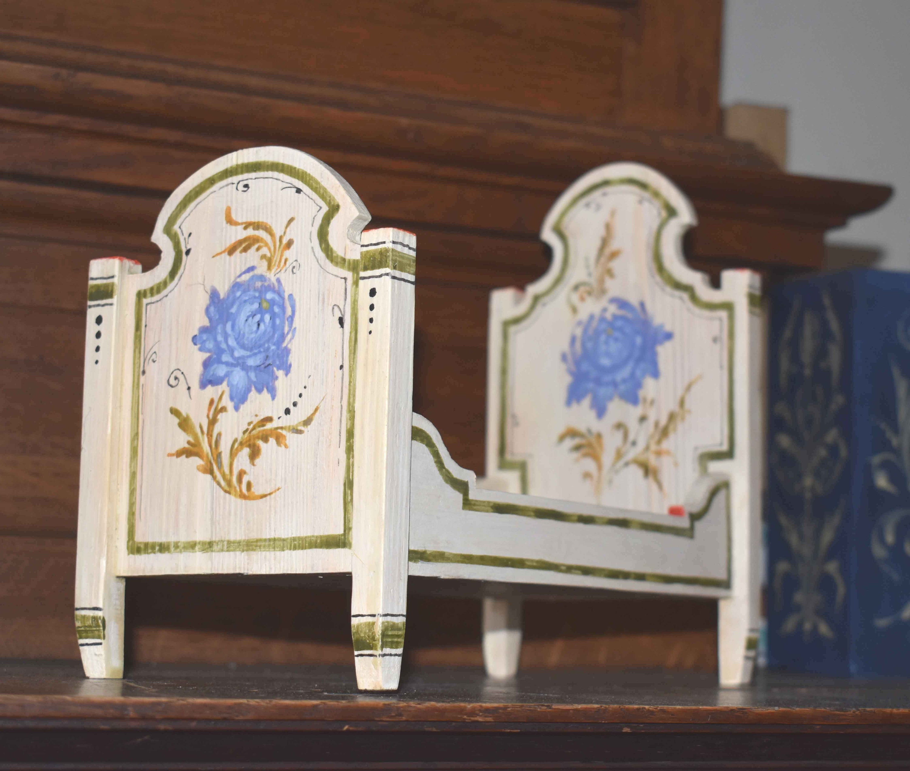 Wooden handmade doll's bed