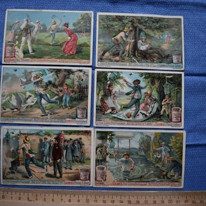 conjunto de 6 cartões publicitários cromolitográficos vintage Liebig