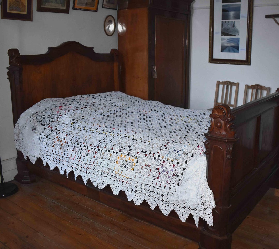 Vintage Crochet Queen Size Bedspread - Etsy