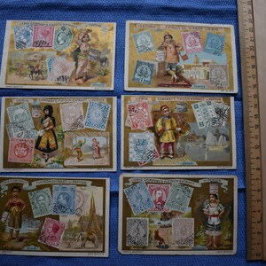set di 6 cartoncini pubblicitari cromolitografici vintage Liebig
