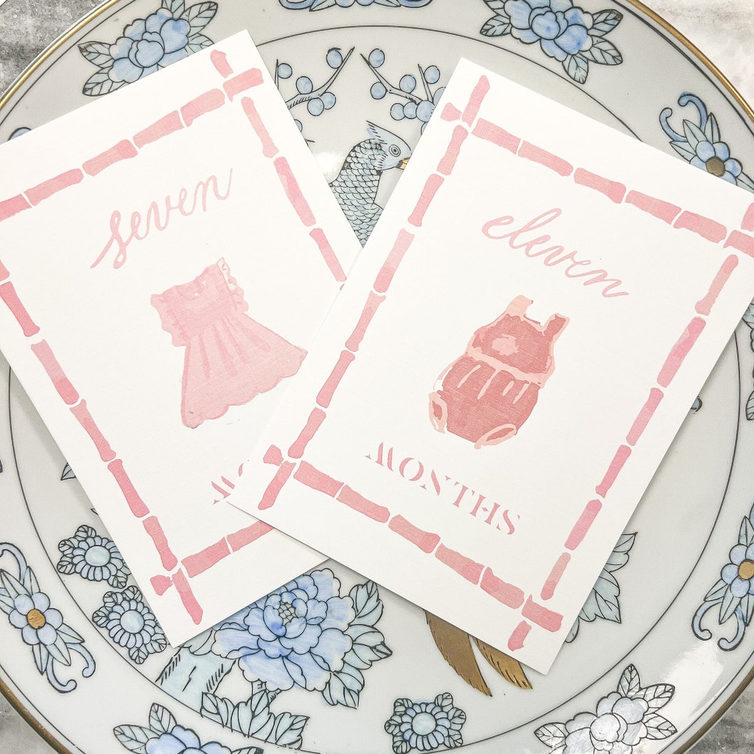 Girls Baby Milestone Set | Watercolor Monthly Cards | Baby Shower Gift ...