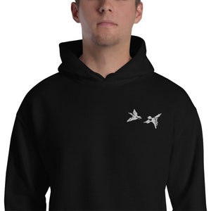 Minimalist Song Bird Embroidered Hoodie, Unisex Nature Sweatshirt, Bird Lover Gift