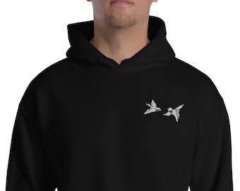 Minimalist Song Bird Embroidered Hoodie, Unisex Nature Sweatshirt, Bird Lover Gift
