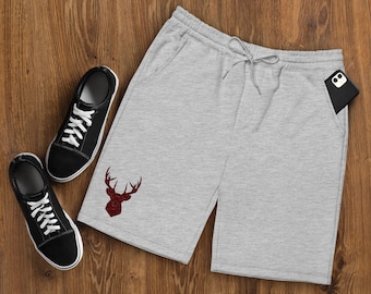 Stag Embroidered Fleece Shorts: Men’s Minimalist Lounge Wear