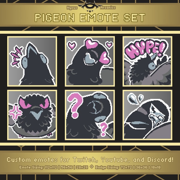 Pigeon Emote Set | Ready to use emotes for Twitch, Youtube, and Discord