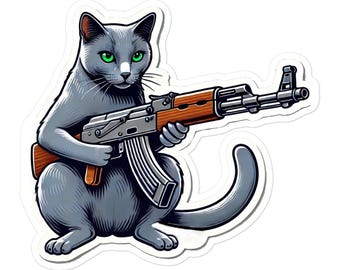Cat with AK Sticker