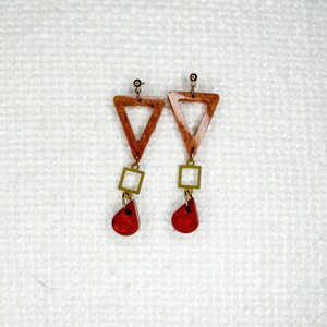 Gold and Orange Stud Earrings