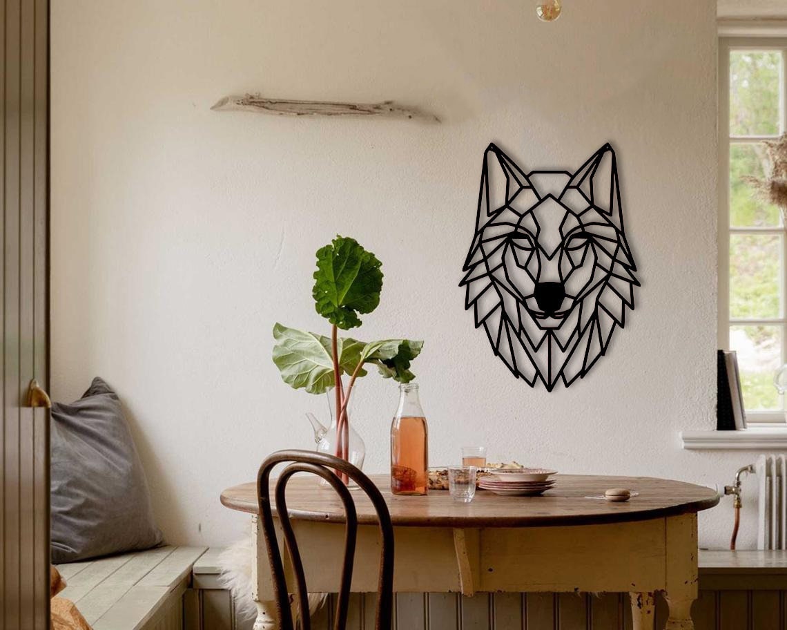 Geometric Wolf Wall Decor Wooden Animal Head Art Wildlife - Etsy