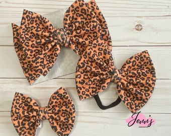 Fall Leopard Baby Headwrap | Bow on Clip | Bow on Nylon | Autumn Nylon Bow | Fall Headband