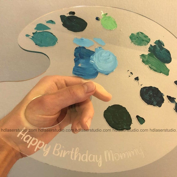 Custom Engraved Clear Acrylic Artists Painters Palette personalized gift birthday kids youth young