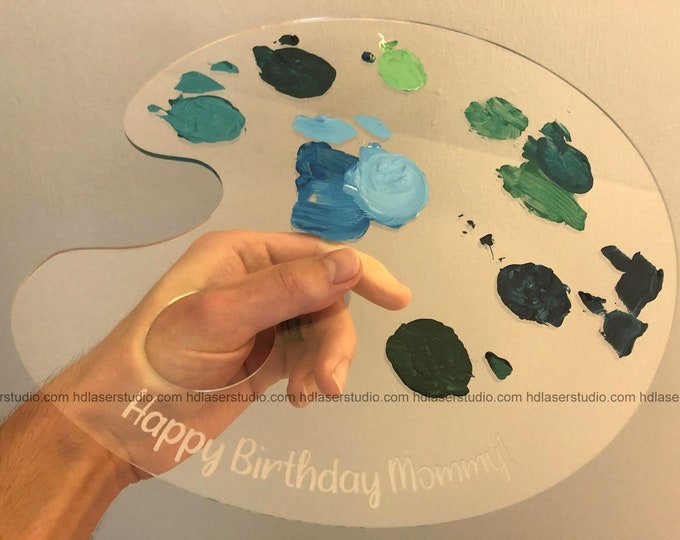 Custom Engraved Clear Acrylic Artists Painters Palette personalized gift birthday kids youth young