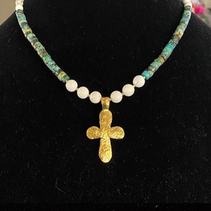 Shell, Pearl and Cross Necklace