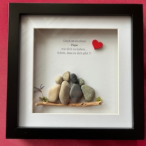 Papa mit 3 Kindern und Spruch,Steinbild