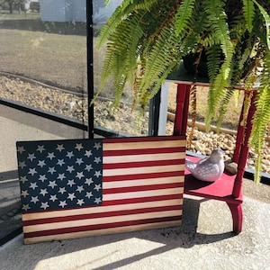 America Flag Wooden Décor/ Rustic Wood  America Flag/ Military Gift / Patriotic Décor/ Wood Flag/ Flag Rustic Sign/USA Décor