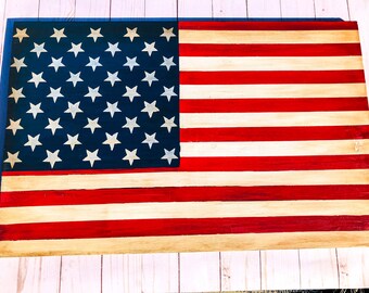 Wood American Flag/ Rustic Wood  American Flag/ Military Gift / Patriotic Décor/ Wood Flag/ Flag Rustic Sign/ Distressed Wood Flag décor/