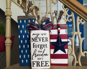 Rustic Wood 4th of July firecrackers/ Patriotic wood block décor/ Wood Flag/ Flag Rustic Sign/USA Décor