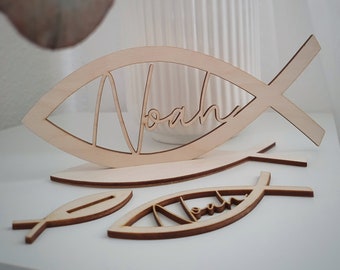 Personalisierter Fisch, Deko zur Taufe, Fisch Taufe, Geschenk Taufe, Kommunion Deko, Personalisierte Taufdeko, Taufe personalisiert