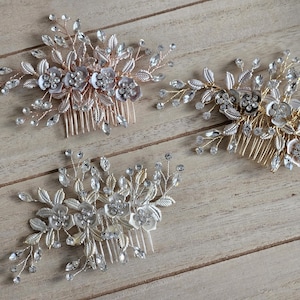 Rose gold hair comb, bridal hair accessories, wedding hair accessories, bridal headpiece, silver bridal comb, bridal headpiece, hair comb, bridal jewelry
