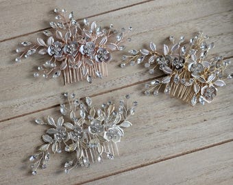 Rose gold hair comb, bridal hair accessories, wedding hair accessories, bridal headpiece, silver bridal comb, bridal headpiece, hair comb, bridal jewelry