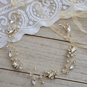 Hair wire bridal, hair accessories gold, hair accessories wedding, headpiece gold bridal, bridal jewelry gold, bridal headpiece wedding pearls silver