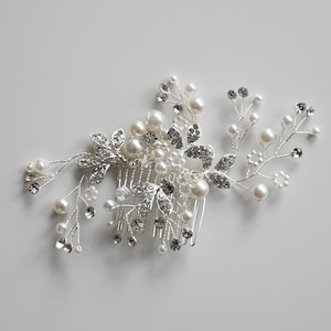 Hair comb silver, hair accessories bridal wedding, bridal jewelry