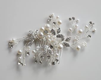 Hair comb silver, hair accessories bridal wedding, bridal jewelry