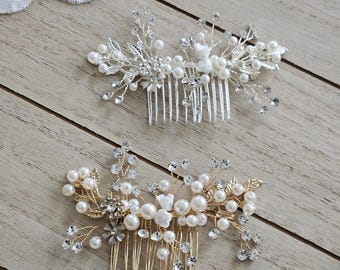 Hair comb bridal, hair accessories gold, hair accessories wedding, headpiece gold bridal, bridal comb gold, bridal headpiece silver, hair comb silver