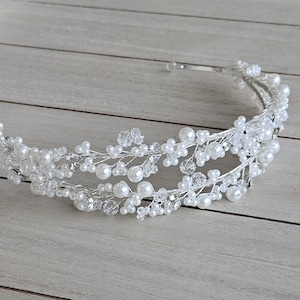 Bridal headband, hair accessories silver, wedding tiara silver, bridal diadem