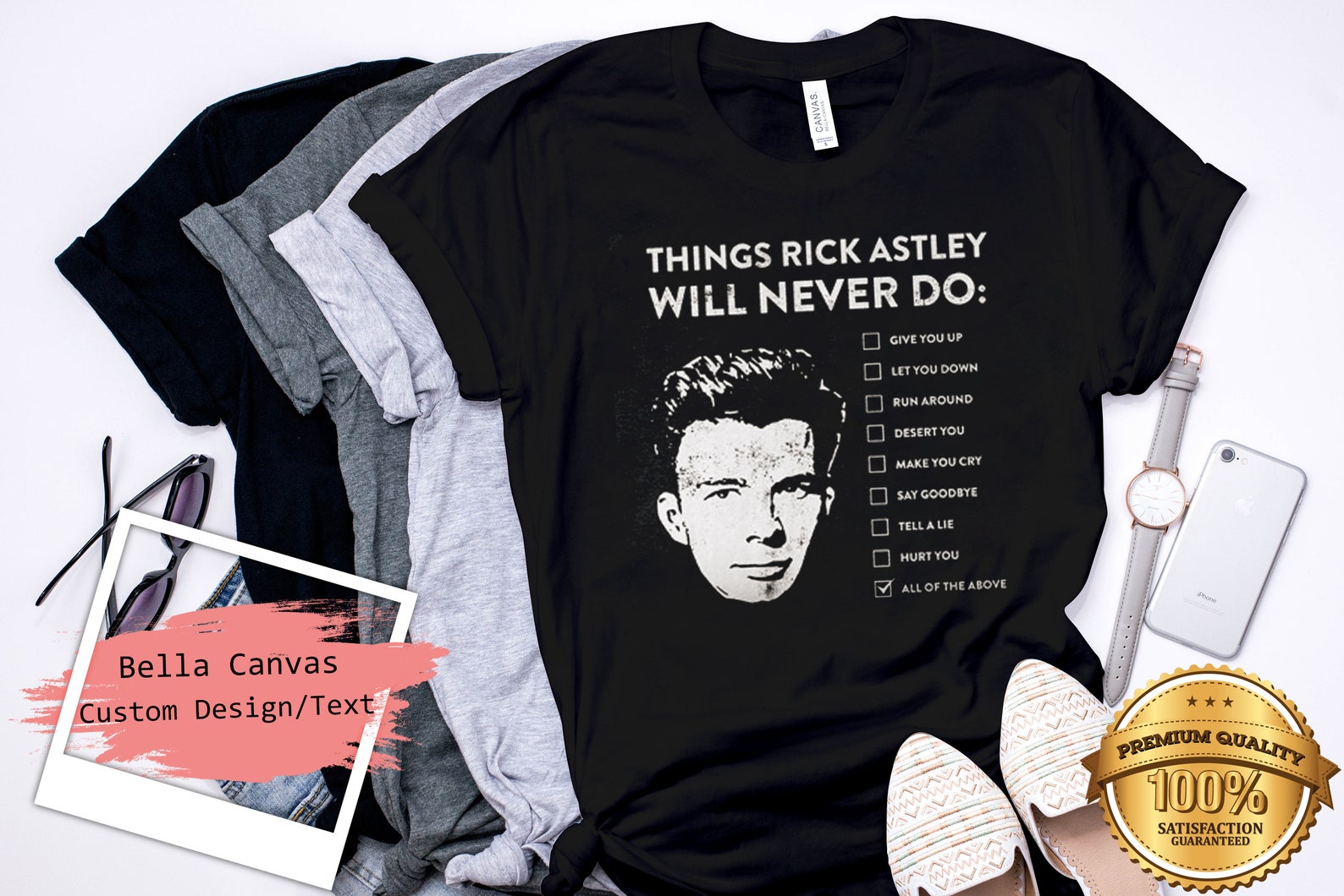 Things Rick Astley Will Never Do Shirt Funny Tshirt Patrick Etsy