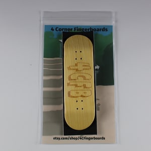 4CFB Bamboo Fingerboard Deck - 30mm Wide Wooden Finger Skateboard - 5 Ply Wood - Laser Engraved Design - Foam Grip Tape - Horizontal Brand