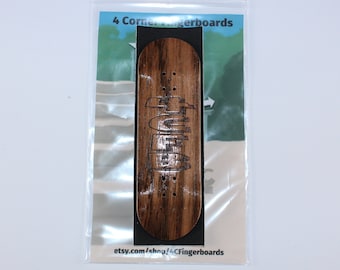 4CFB Ebony Fingerboard Deck - 30mm Wide Wooden Finger Skateboard - 5 Ply Wood - Laser Engraved Design - Foam Grip Tape - Vertical Brand