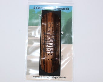 4CFB Ebony Fingerboard Deck - 30mm Wide Wooden Finger Skateboard - 5 Ply Wood - Laser Engraved Design - Foam Grip Tape - Horizontal Brand