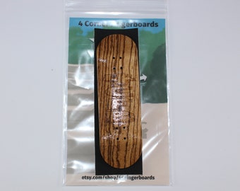 4CFB Zebra Fingerboard Deck - 30mm Wide Wooden Finger Skateboard - 5 Ply Wood - Laser Engraved Design - Foam Grip Tape - Vertical Brand