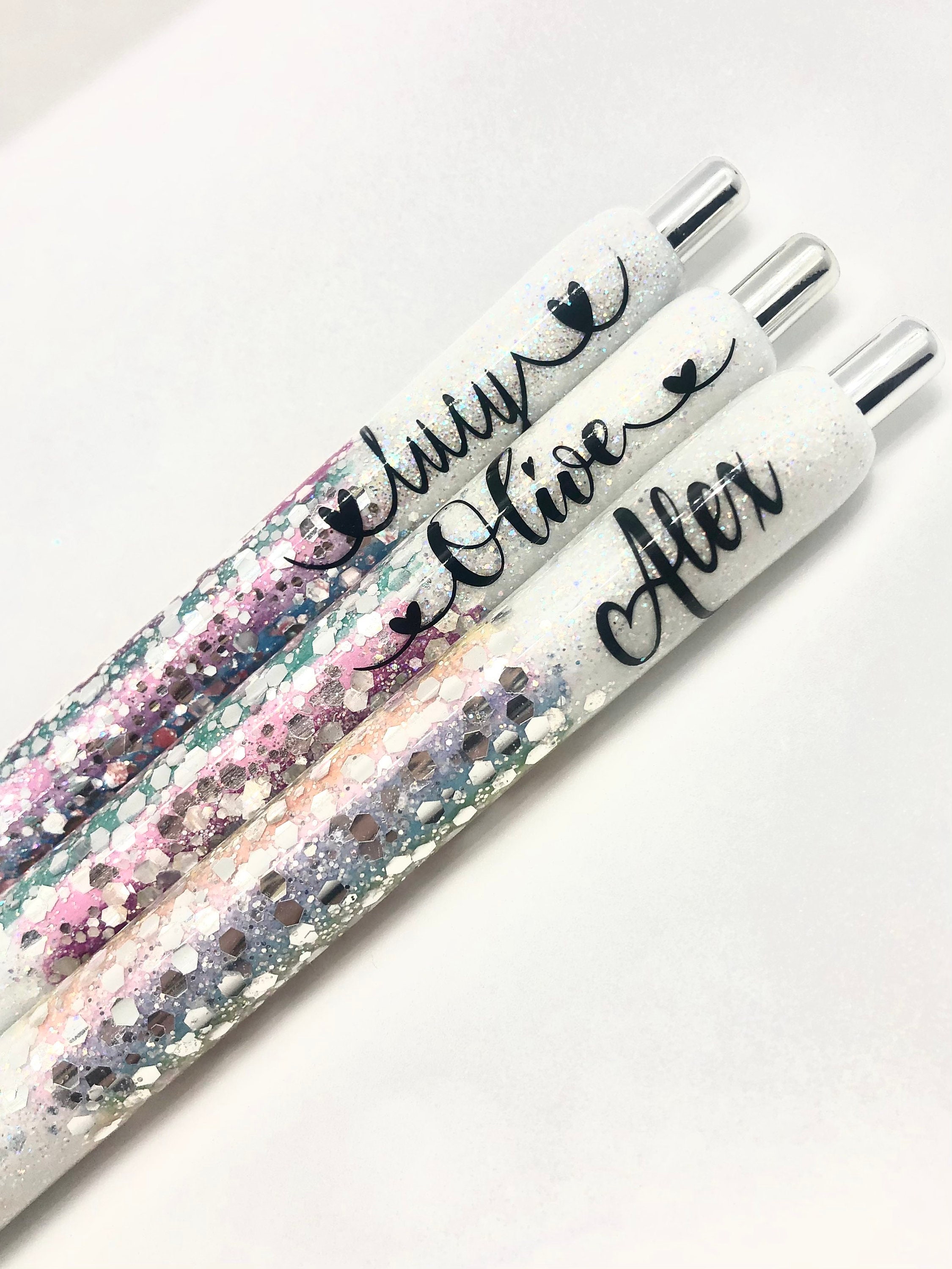 Unicorn design pen epoxy glitter pens unicorn sparkle Etsy