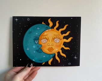 Celestial Sun & Moon Art Print, Spiritual Home Decor