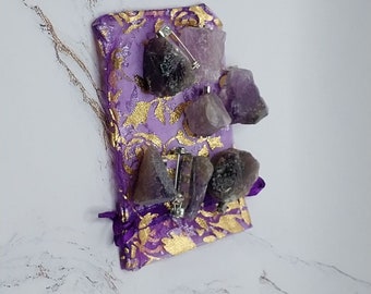 Raw Amethyst stone pins