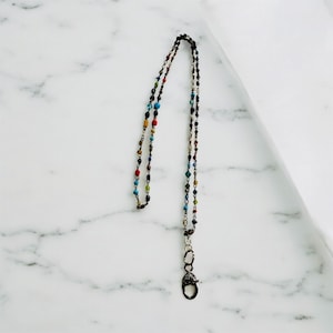 Beaded Lanyard for ID Badge | Handmade Bead Lanyard Necklace | Teacher Gift | Cute Work Lanyard for Women