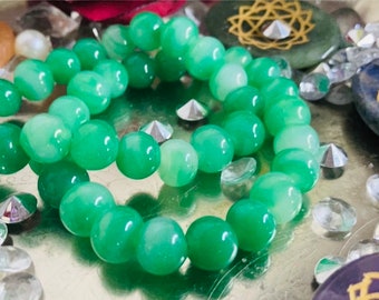 Pulseras de piedras grandes hechas a mano con cristal de calcedonia verde