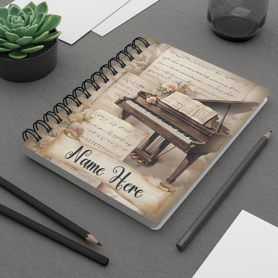 Personalized Music Journal With Piano and Sheet Music Design – Floral ...